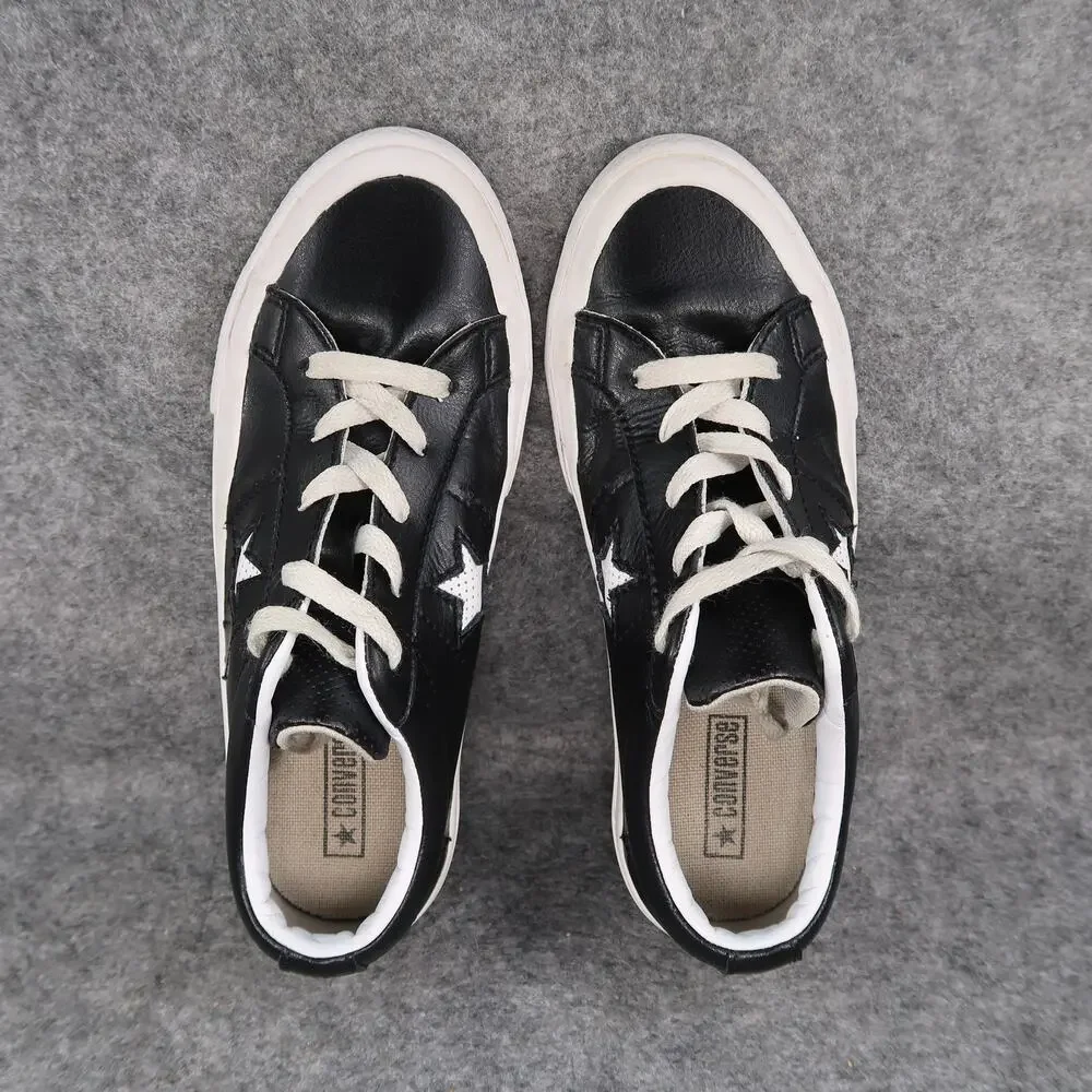 Converse Shoes Kids 3 Sneakers One Star Ox Junior Black Leather Trainer Lace Up